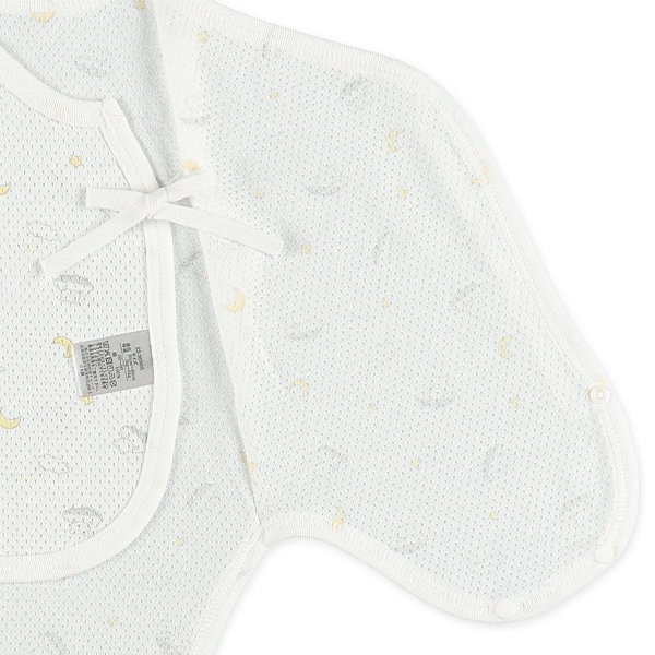 2枚組メッシュノースリーブ打ち合わせロンパース肌着（アニマル・くま&夜空）