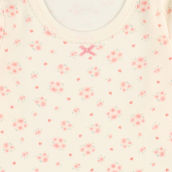 2枚組エイトロック長袖ロンパース肌着（花柄リボン）