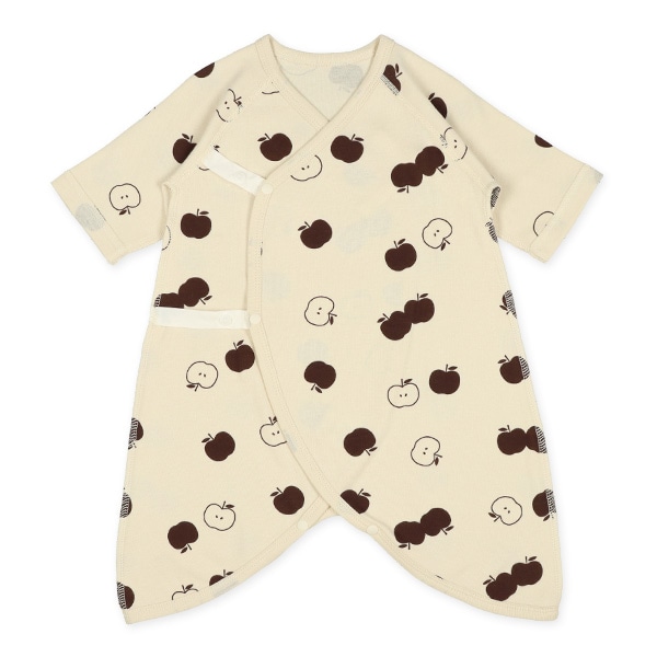 2枚組スムースボタン式コンビ肌着（りんご）