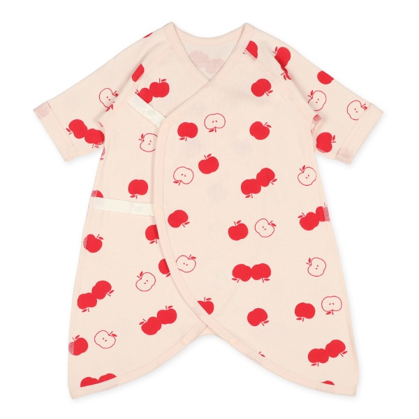 2枚組スムースボタン式コンビ肌着（りんご）