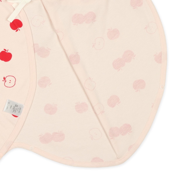 2枚組スムースボタン式コンビ肌着（りんご）