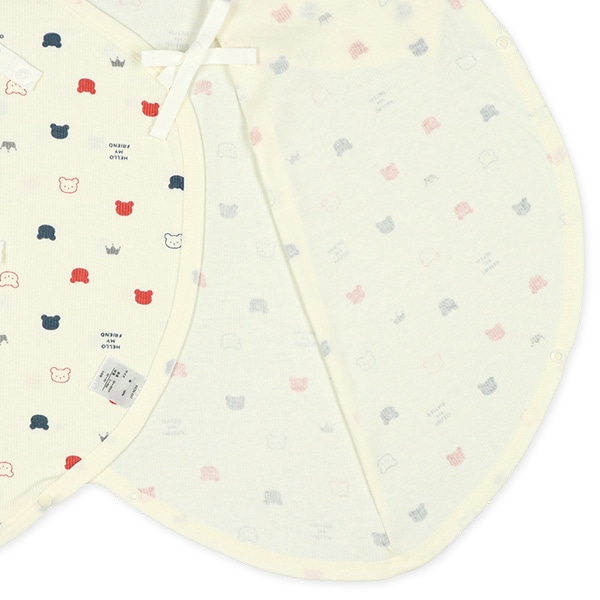 2枚組エイトロックボタン式コンビ肌着（トリコロール・無地ピスネーム）