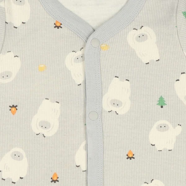 2枚組エイトロック長袖前開きロンパース肌着（イエティ）