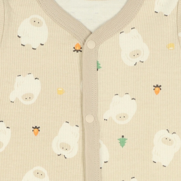 2枚組エイトロック長袖前開きロンパース肌着（イエティ）