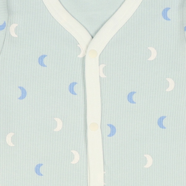 2枚組針抜き長袖前開きロンパース肌着（月）