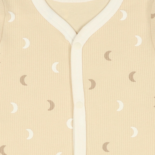 2枚組針抜き長袖前開きロンパース肌着（月）