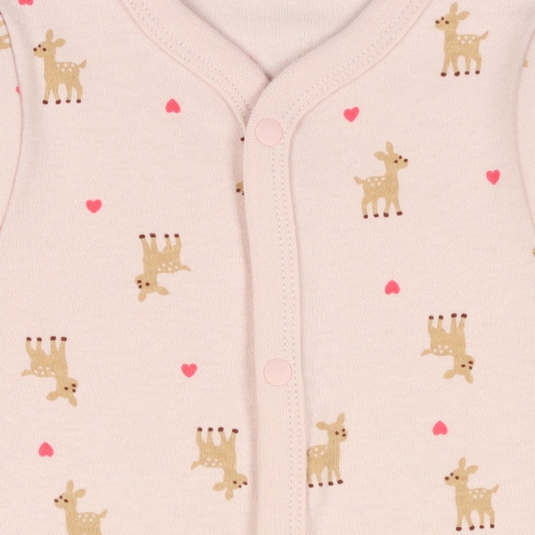 2枚組スムース長袖前開きロンパース肌着（うさぎ・しか）