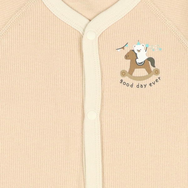 2枚組エイトロックオーガニックコットン長袖ロンパース肌着（木馬）