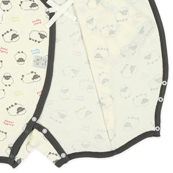 2枚組エイトロックボタン式長袖カバーオール肌着（ひつじ）