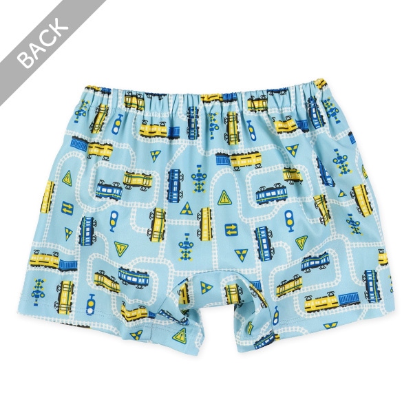 インナーパンツ一体型水遊び用ベビーパンツ（トランクスタイプ・電車）