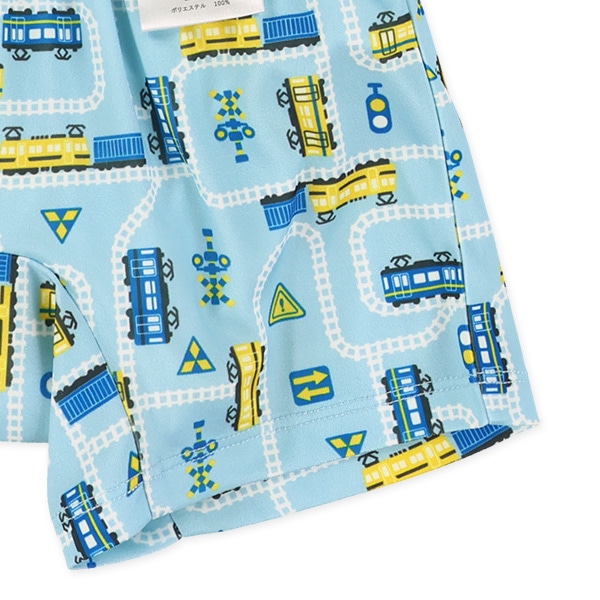 インナーパンツ一体型水遊び用ベビーパンツ（トランクスタイプ・電車）