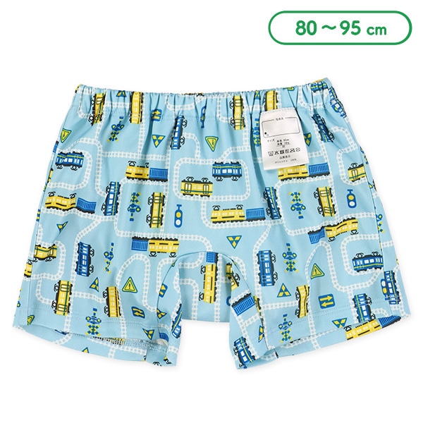 インナーパンツ一体型水遊び用ベビーパンツ（トランクスタイプ・電車）