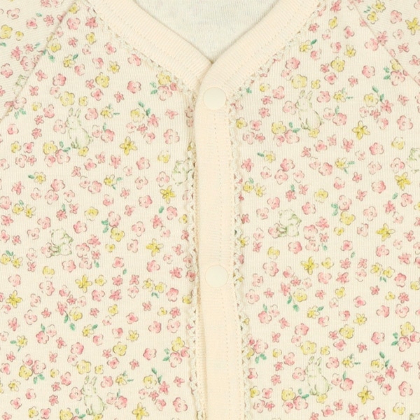 2枚組フライス半袖前開きロンパース肌着（チェック・花柄）
