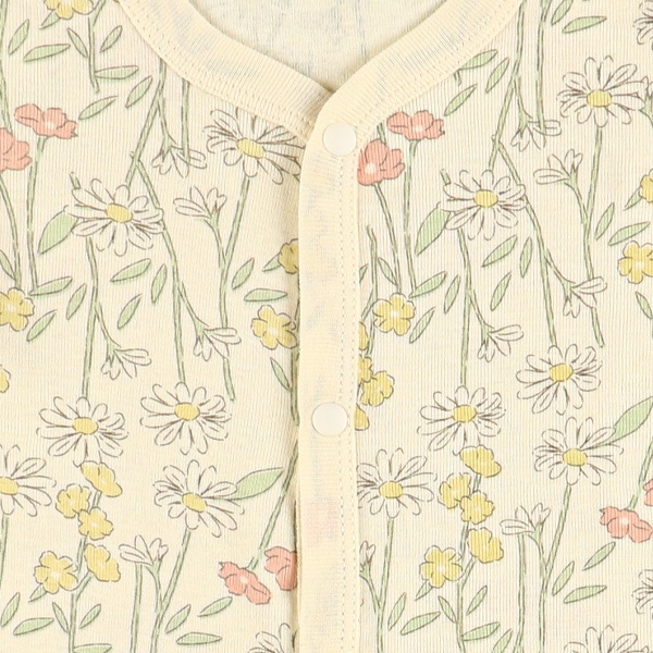 2枚組フライス半袖前開きロンパース肌着（ボタニカル）