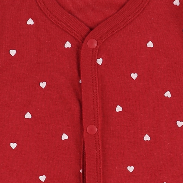 3枚組フライス半袖前開きロンパース肌着（ハート柄）