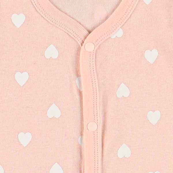 3枚組フライス半袖前開きロンパース肌着（ハート柄）