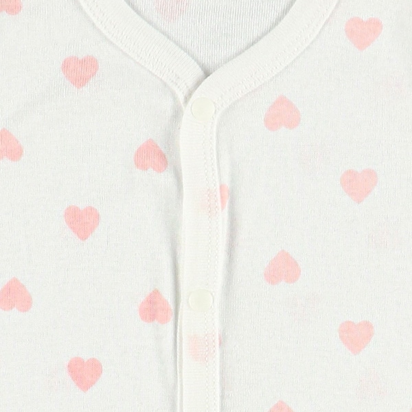 3枚組フライス半袖前開きロンパース肌着（ハート柄）