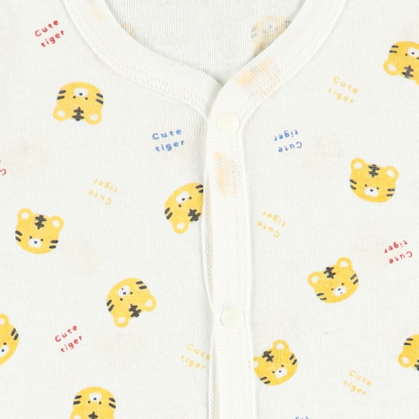 3枚組フライス半袖前開きロンパース肌着（トラ）