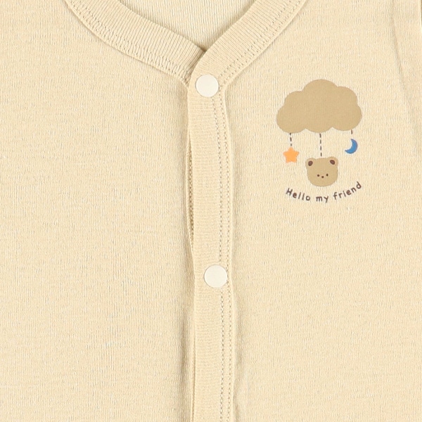 3枚組フライス半袖前開きロンパース肌着（くま）