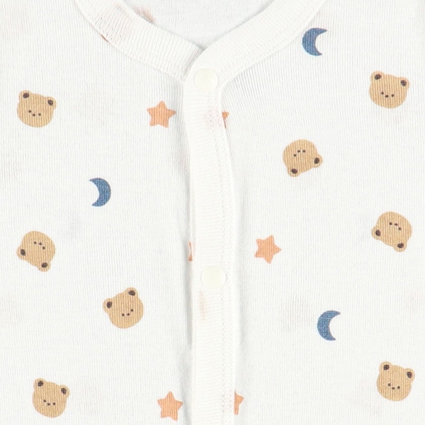 3枚組フライス半袖前開きロンパース肌着（くま）