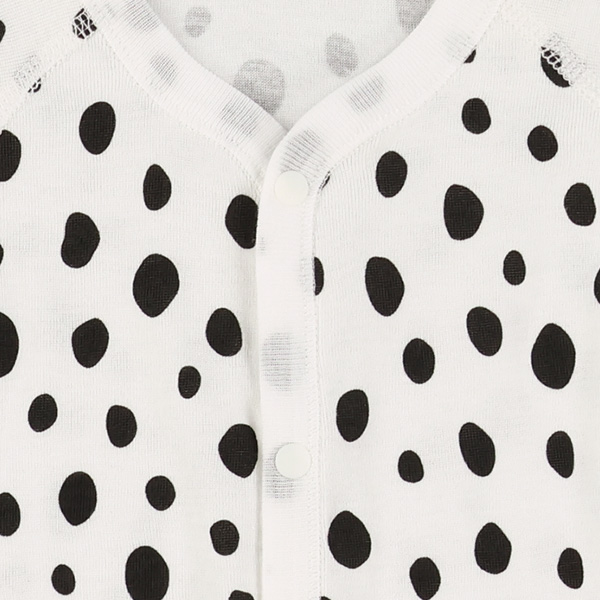 2枚組フライス半袖前開きロンパース肌着（ダルメシアン）