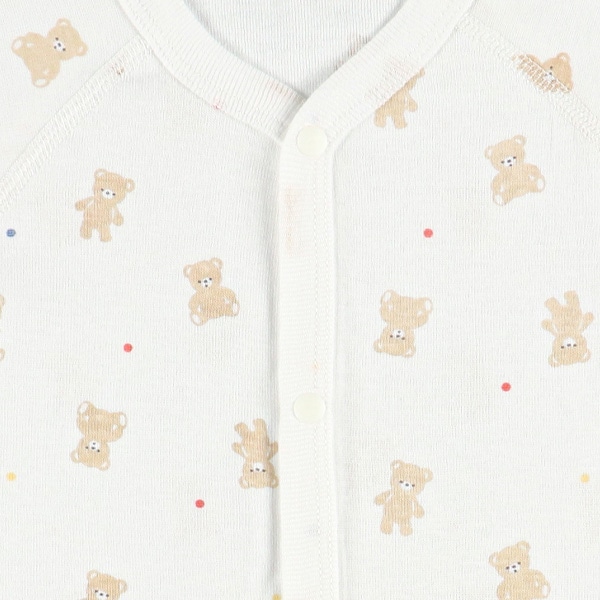 2枚組フライス半袖前開きロンパース肌着（くま・りんご）