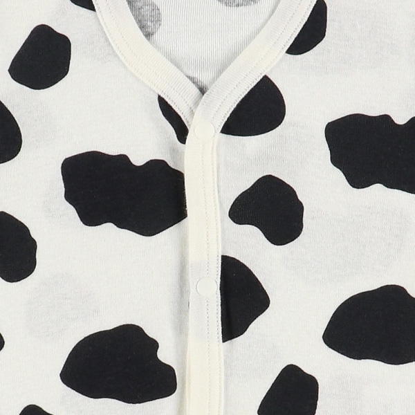 2枚組フライス半袖前開きロンパース肌着（うし）