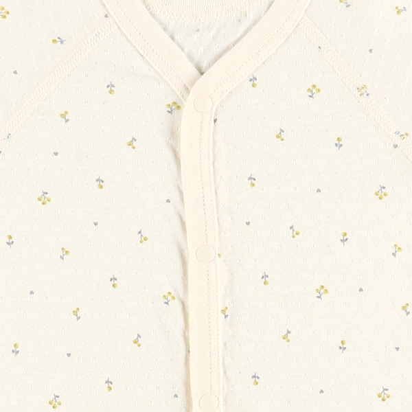 2枚組ジャガード天竺半袖前開きロンパース肌着（花）