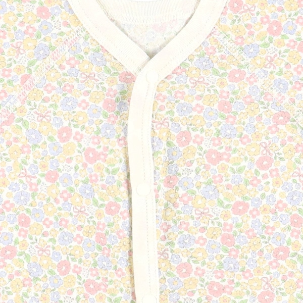 2枚組ジャガード天竺半袖前開きロンパース肌着（花）