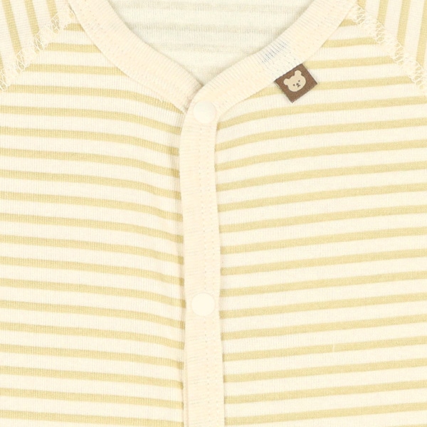 2枚組オーガニックコットン半袖前開きロンパース肌着（くま・ボーダー）