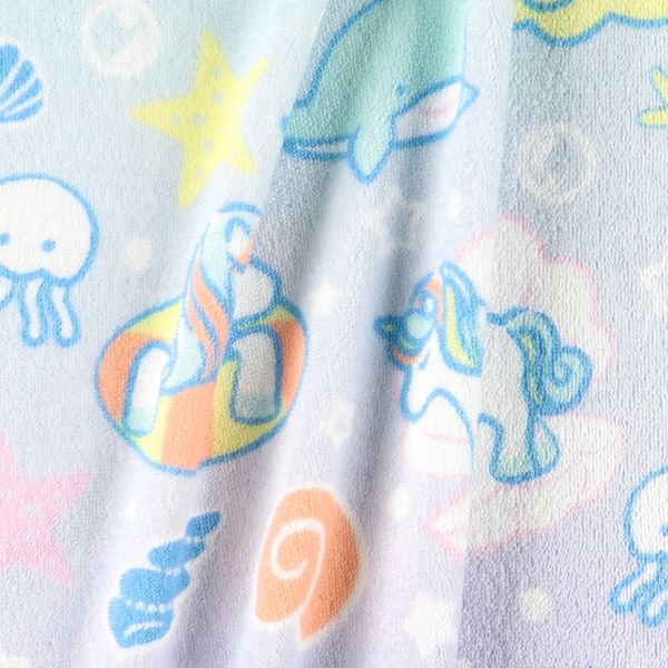 甘撚り長方形バスタオル（ユニコーン・海の生き物）