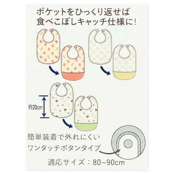 3枚組袖なし食事用エプロン（ウインナー・おにぎり・目玉焼き）