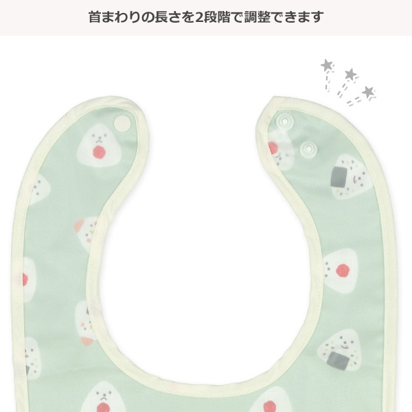 3枚組首まわり調整袖なし食事用エプロン（おにぎり・トマト・ウインナー）