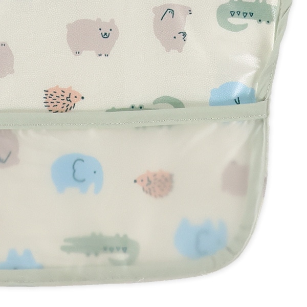 4枚組丈短め袖なし食事用エプロン（アニマル）