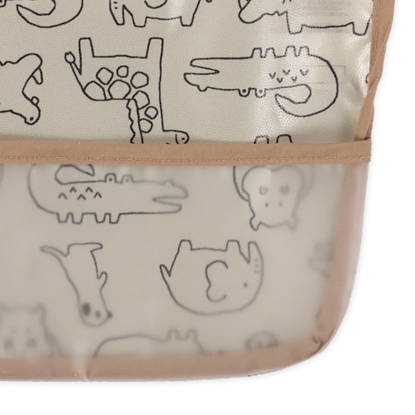 4枚組丈短め袖なし食事用エプロン（アニマル）