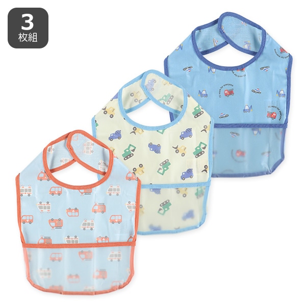 3枚組袖なし食事用エプロン（はたらくくるま） | 西松屋オンラインストア