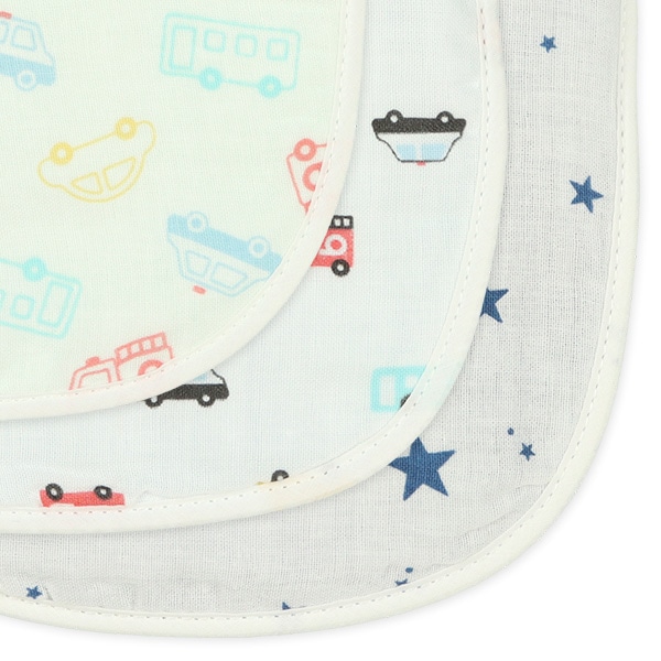 3枚組リバーシブルスタイ（くるま・星）