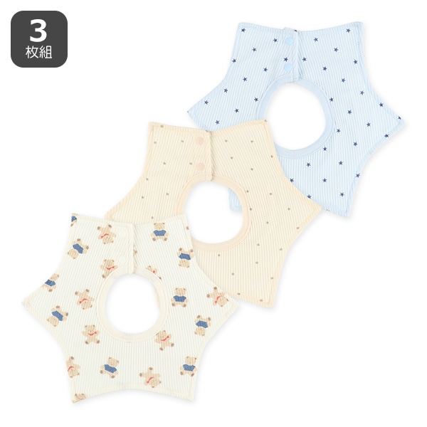 3枚組くるくるワッフルスタイ（くま・ドット・星）