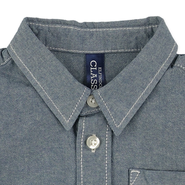 シャンブレー半袖シャツ