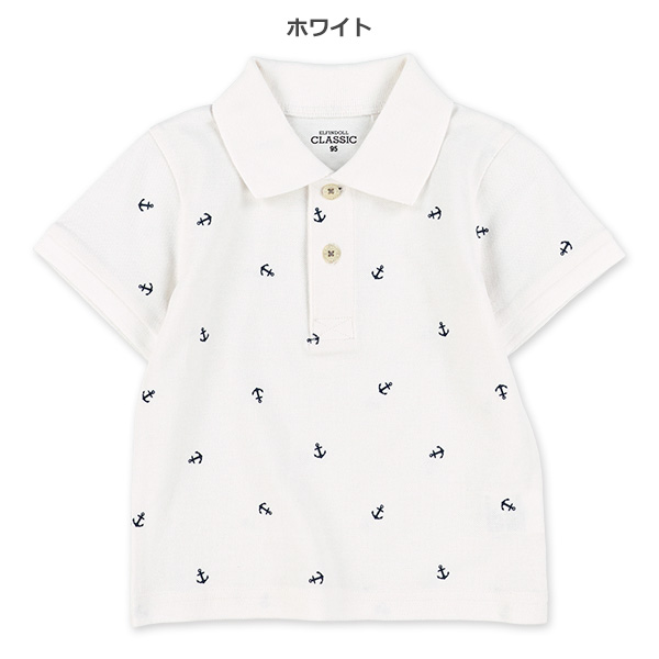 マリン総柄半袖ポロシャツ