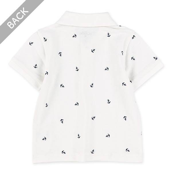 マリン総柄半袖ポロシャツ