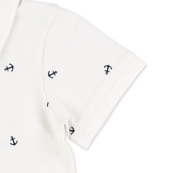 マリン総柄半袖ポロシャツ