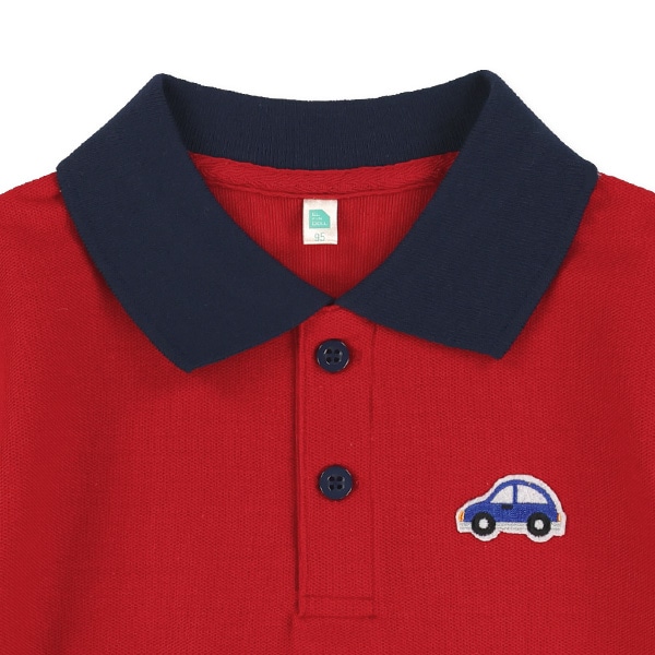 くるまワンポイントワイド半袖ポロシャツ