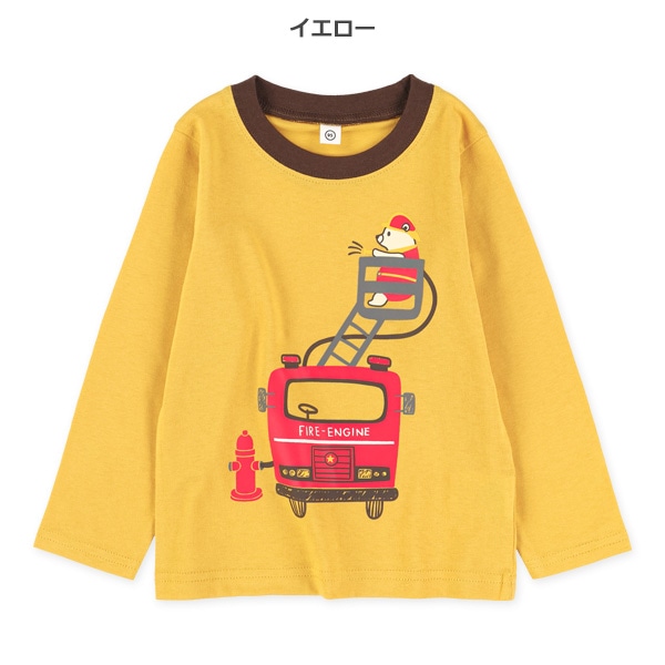 くま消防車長袖Tシャツ