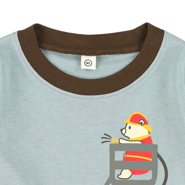 くま消防車長袖Tシャツ