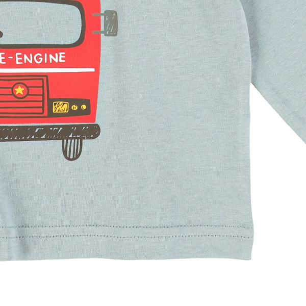 くま消防車長袖Tシャツ