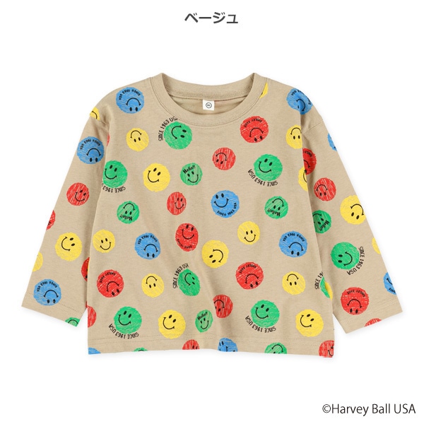 スマイリー総柄長袖Tシャツ