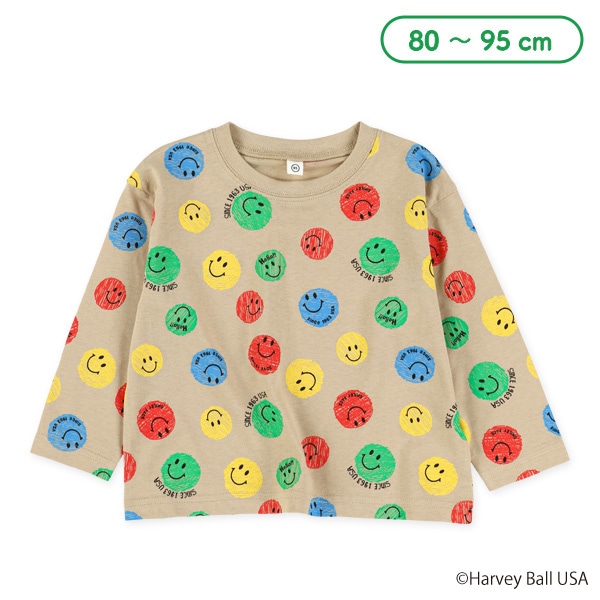 スマイリー総柄長袖Tシャツ