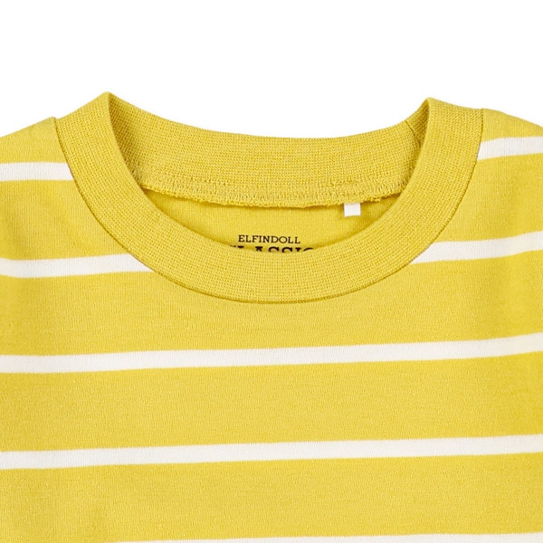 先染めシングルボーダー長袖Tシャツ