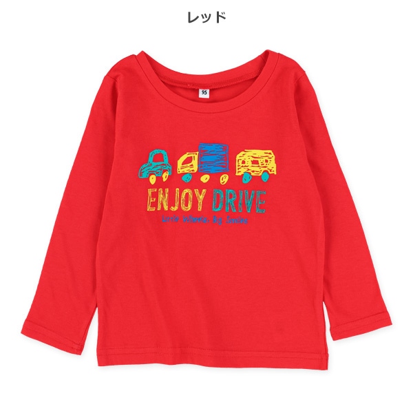くるまクレヨンプリント長袖Tシャツ